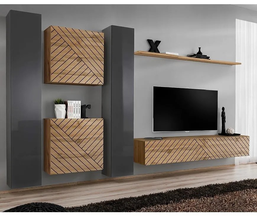 Obývacia Stena Switch VI Line Grafit/Wotan