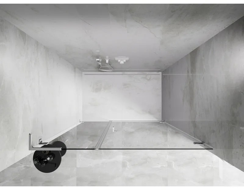 Mexen Lunar-B, L pravé otočné sprchové dvere 120 cm, 8mm číre sklo, biely profil, 832SL-120-050-20-00-P