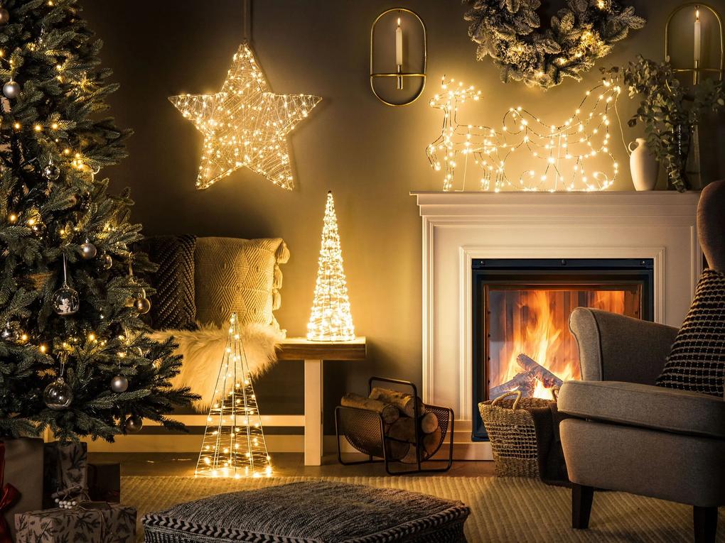 Vonkajšia LED dekorácia vianočný stromček 60 cm strieborná PUKSALA Beliani