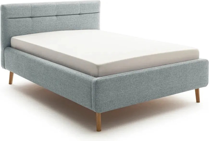 Sivomodrá čalúnená dvojlôžková posteľ s úložným priestorom s roštom 140x200 cm Lotte – Meise Möbel