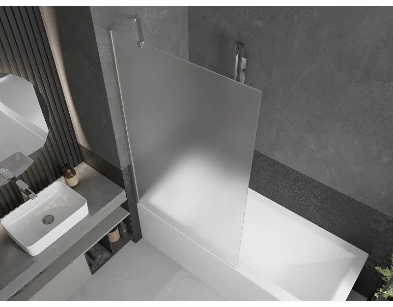 Mexen Next, 1-krídlová vaňová zástena 100 x 150 cm, 6mm sklo námraza, oceľová, 895-090-000-00-30-97