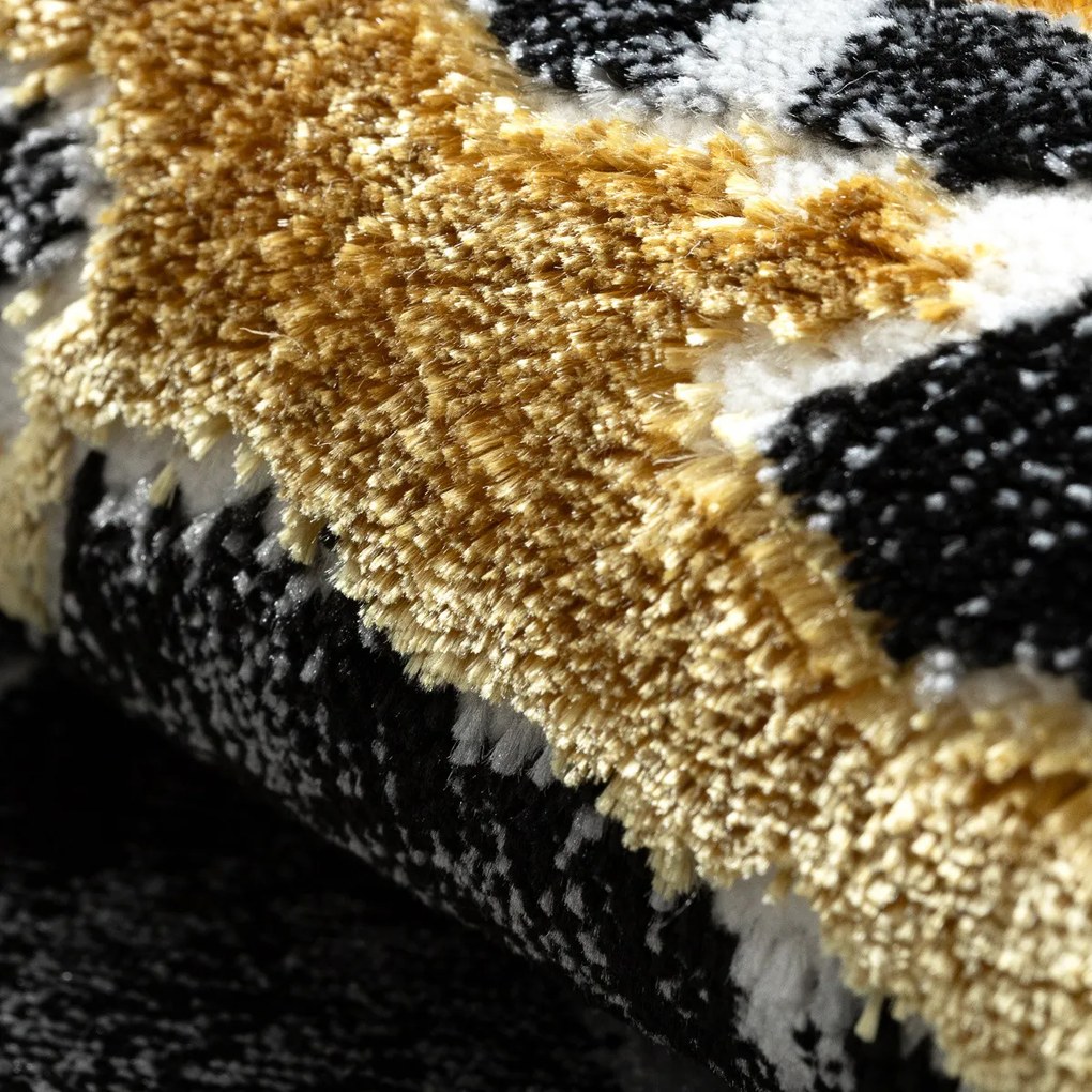 Dywany Łuszczów, Kusový koberec Allure 1963 black/gold, 280x370, čierna, kancelária