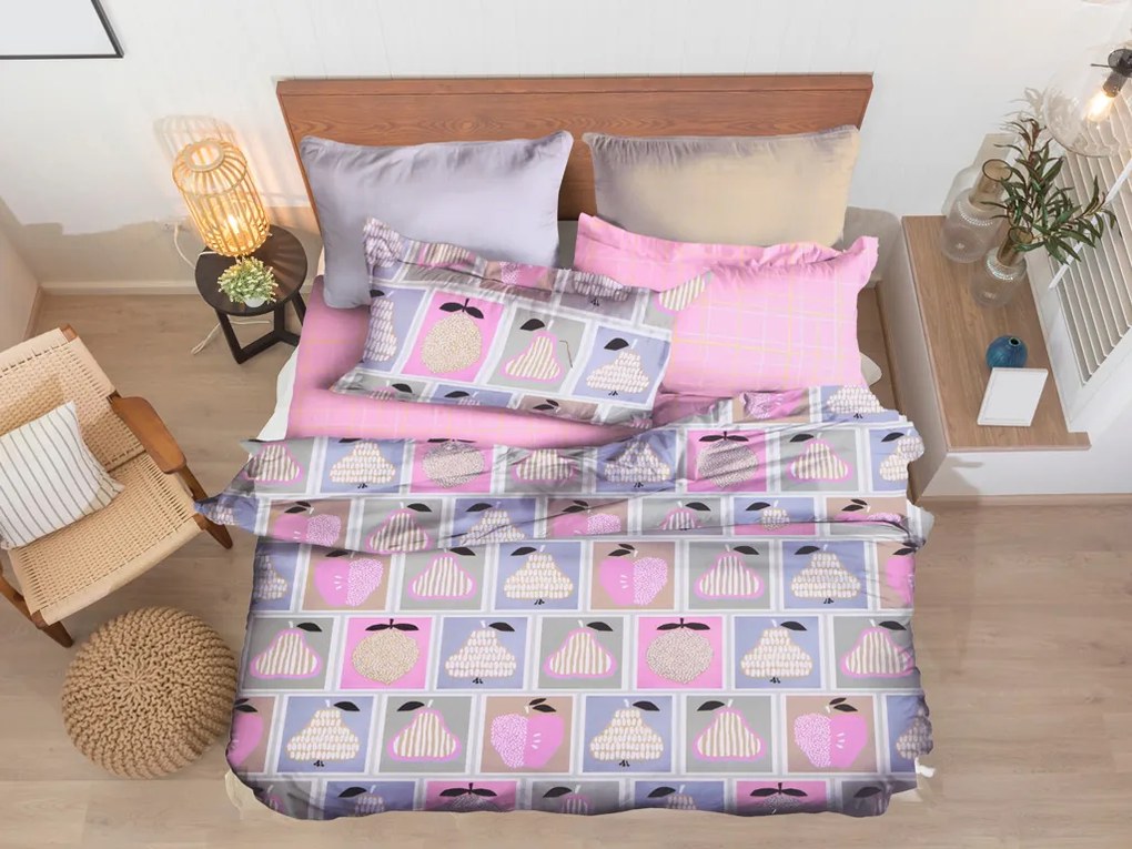 Francúzske obliečky z mikrovlákna FRUITS sivé Rozmer obliečky: 2 ks 80 x 80 cm | 200 x 200 cm