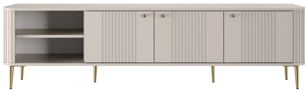 TV skrinka Vesper 3D 187 cm - kašmír / zlaté nohy