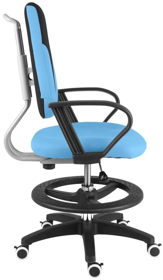 Detská rastúca stolička Neoseat KINDER — látka, čierna / svetlo modrá