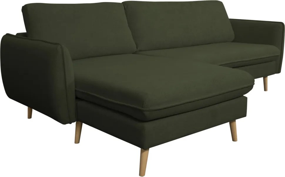 Rohová sedačka Salma, tmavo zelená látka, univerzálna pravá/ľavá