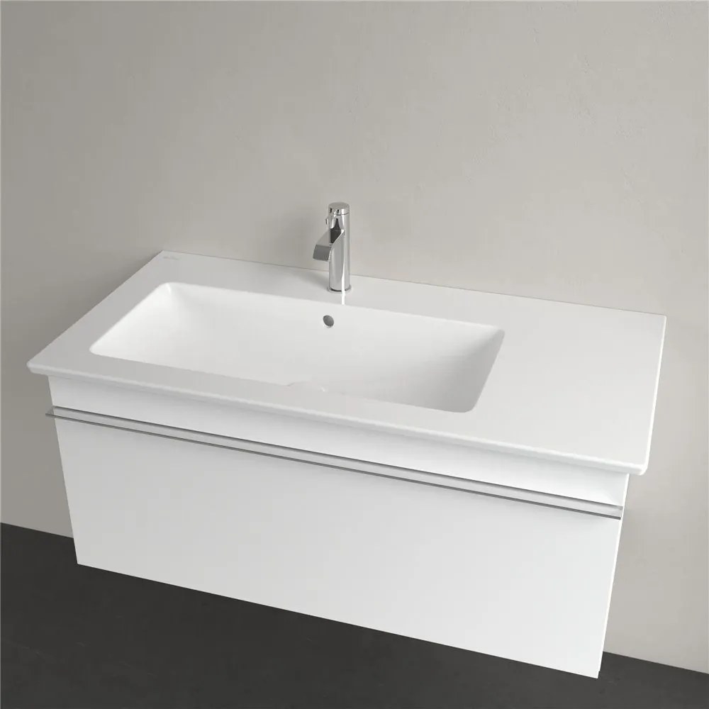 VILLEROY & BOCH Venticello asymetrické umývadlo na skrinku s otvorom, odkladacia plocha vpravo, s prepadom, 1000 x 500 mm, biela alpská, 4134L101