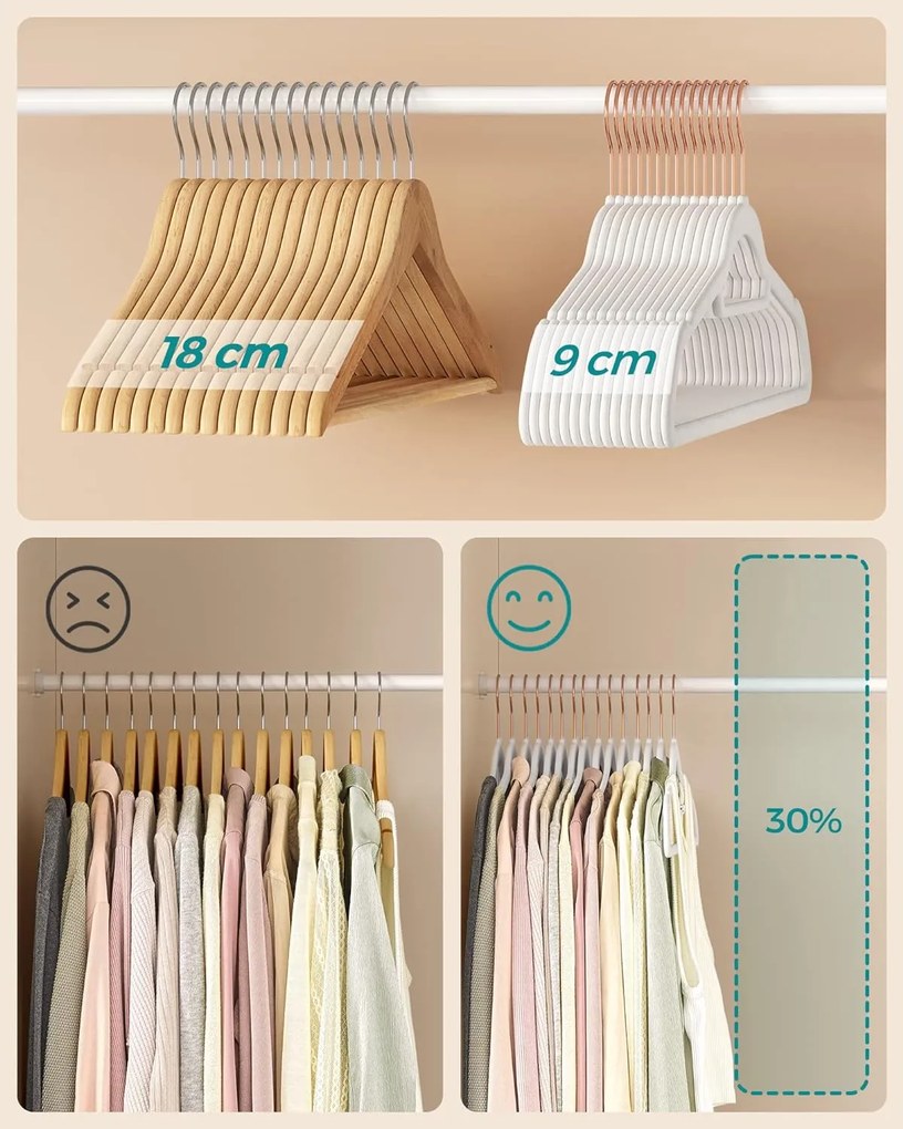 Súprava zamatových ramienok hrubých 30 ks biela