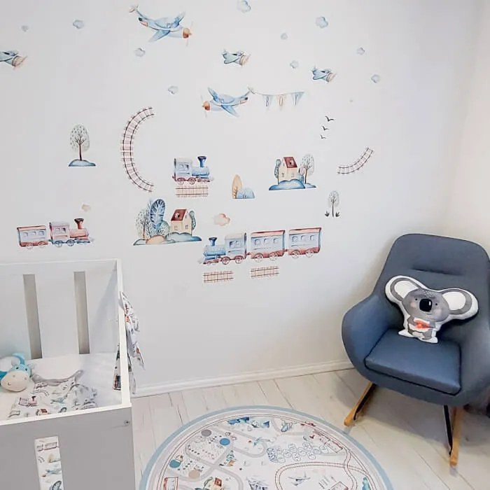 Samolepiace tapety na stenu - Vlak a lietadlá