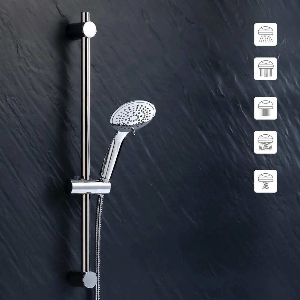 Plastová sprchová súprava v matne striebornej farbe s ručnou sprchou 70 cm Hydro – douceur d'intérieur