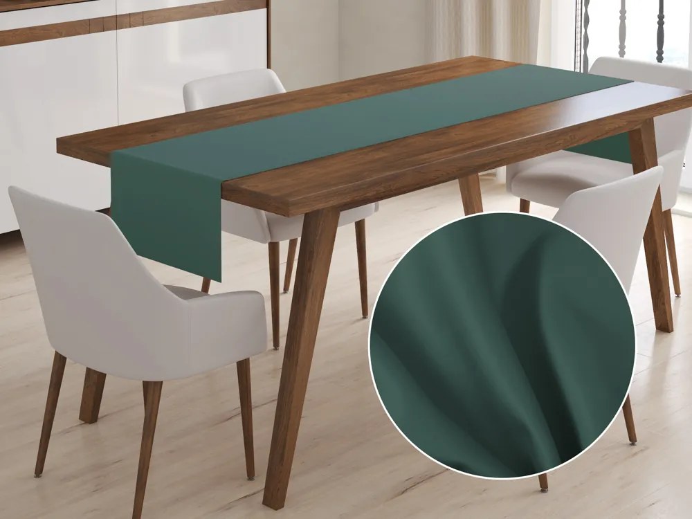 Biante Bavlnený saténový behúň na stôl ST-018 Tmavý lesný zelený 20x140 cm