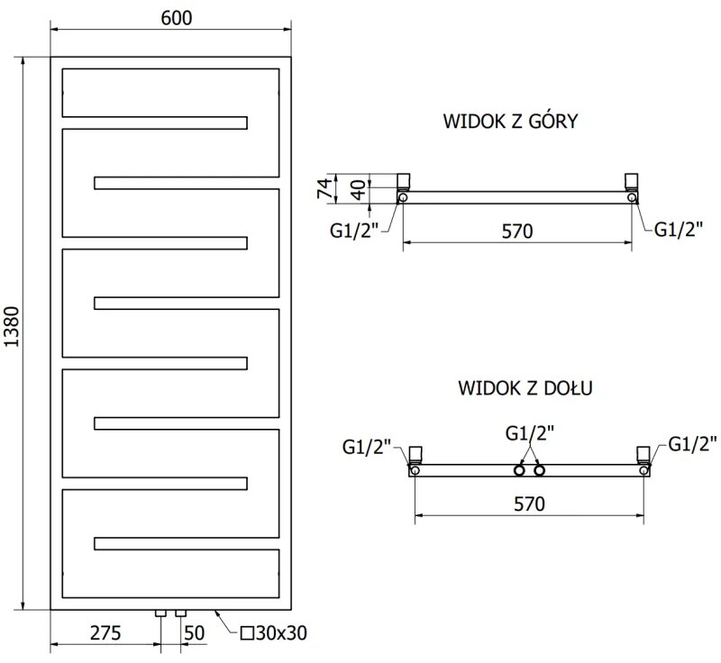 Mexen Orlando, vykurovacie teleso 1380 x 600 mm, 499 W, biela, W207-1380-600-00-20