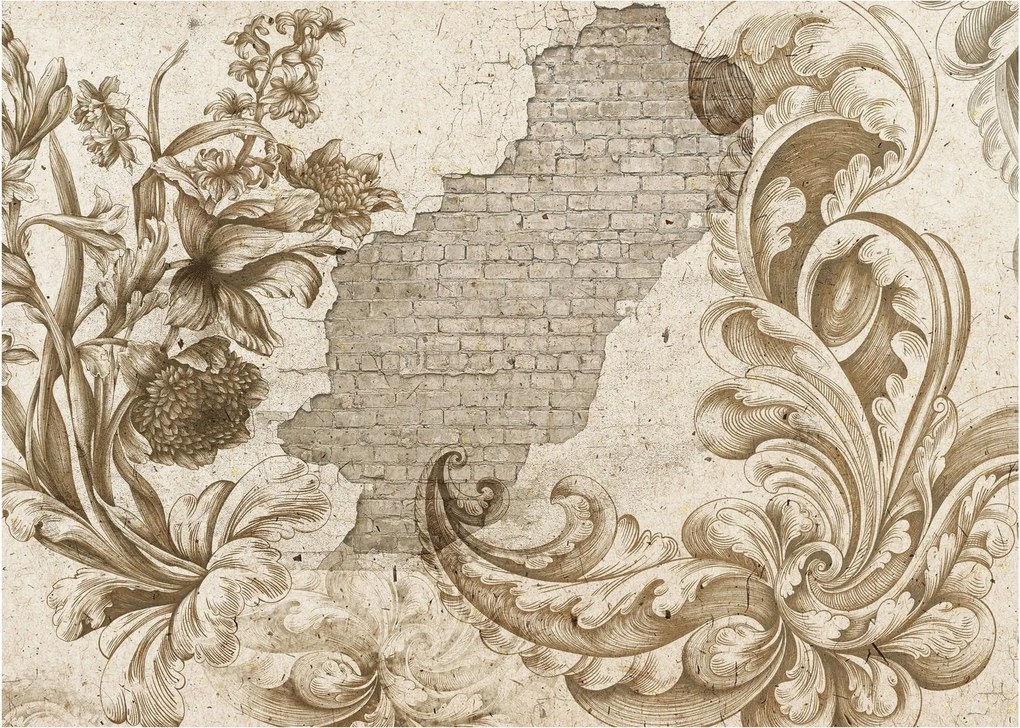 Obraz - Múr s kvetmi (70x50 cm)