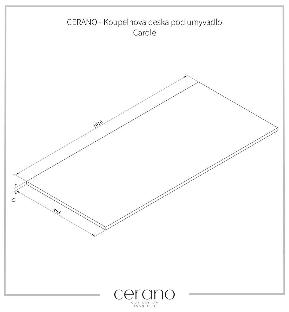 CERANO - Kúpeľňová doska pod umývadlo Carole - prírodná - 100 cm