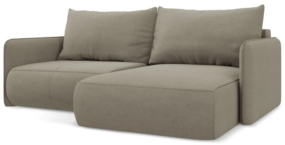 Béžová rozkladacia/s úložným priestorom rohová pohovka (pravý roh) Nanea – Makamii