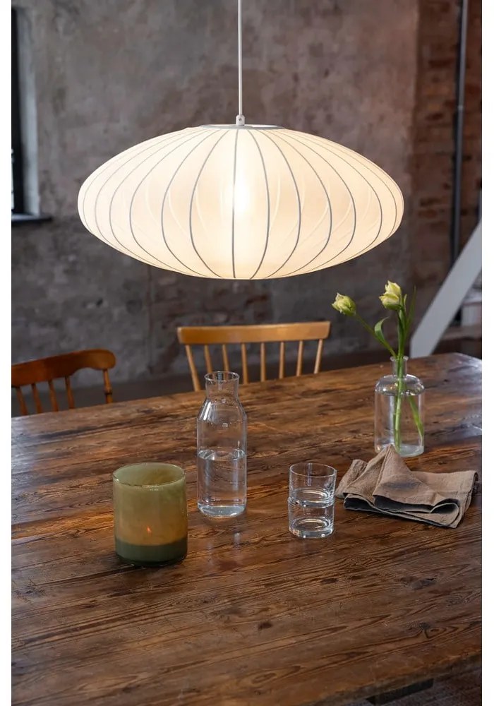 Biele závesné svietidlo s textilným tienidlom ø 60 cm Florence – Markslöjd