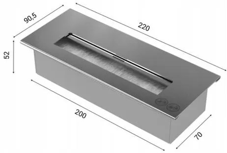 Kratki DELTA3/TUV - Vstavaný BIO krb DELTA3 40x120 cm 3x1,1kW čierna