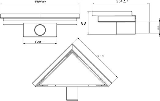 Mexen Flat, rohový sprchový žľab 20 x 20 cm, biela, 1210320