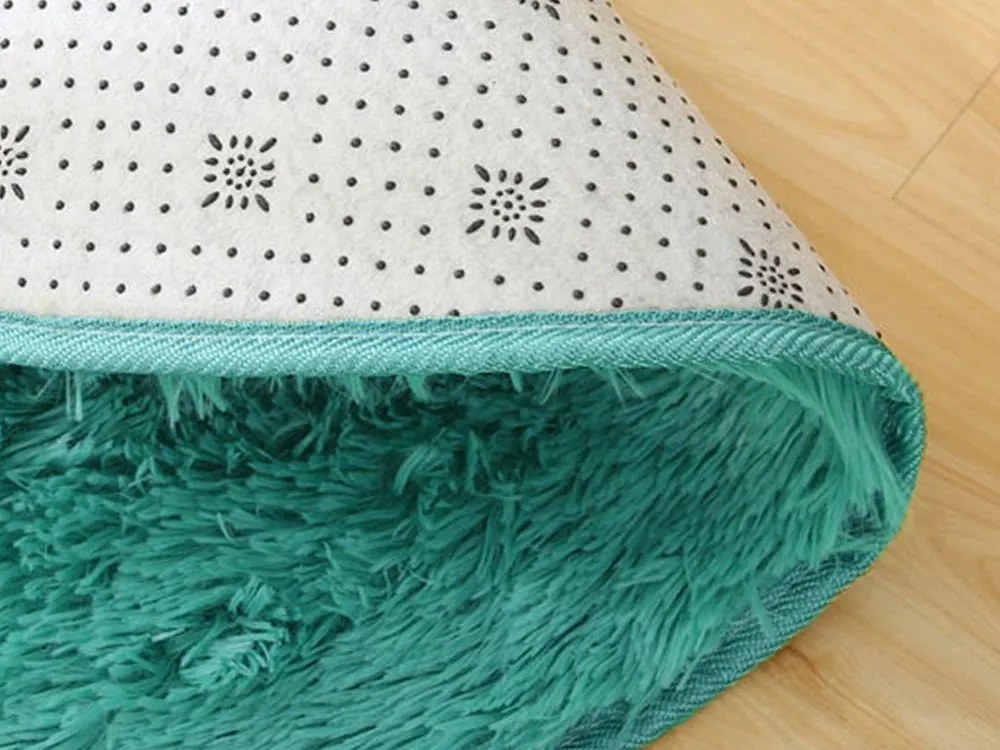 Tyrkysový okrúhly shaggy koberec Lana Rozmer: 120 cm