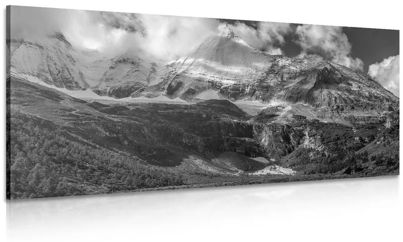 Obraz majestátna horská krajina v čiernobielom prevedení Varianta: 100x50