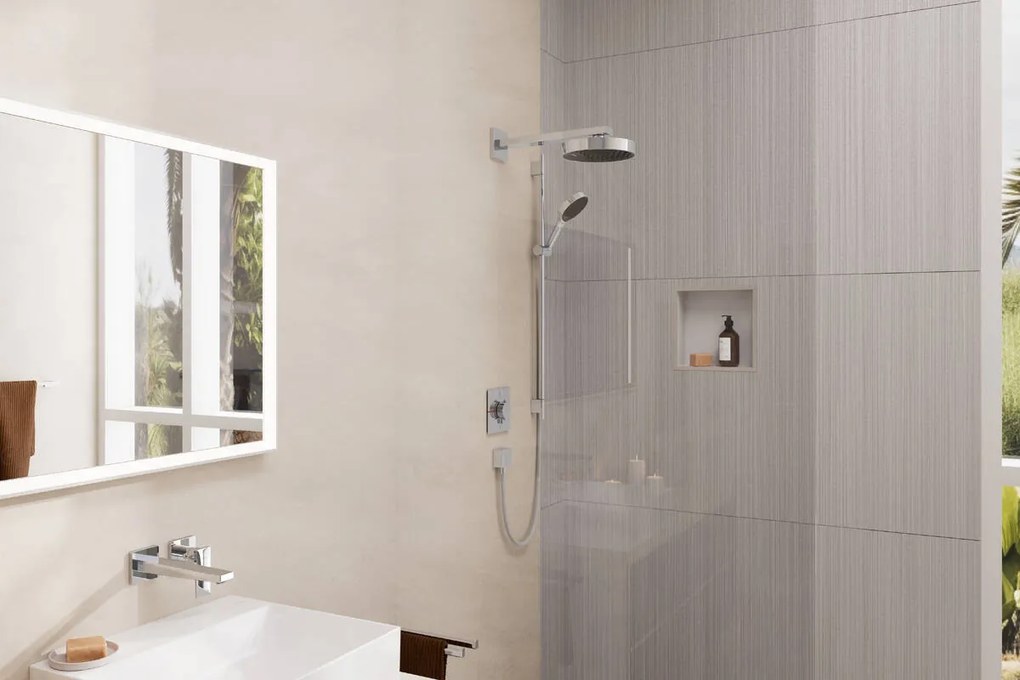 Hansgrohe Rainfinity, sprchová sada 130 3jet EcoSmart s tyčou S Puro 90 cm, chrómová, HAN-28744000