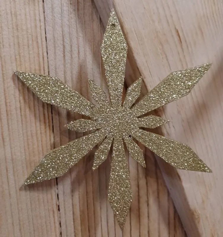 DECOLED Snehová vločka II, priemer 15 cm, zlatá