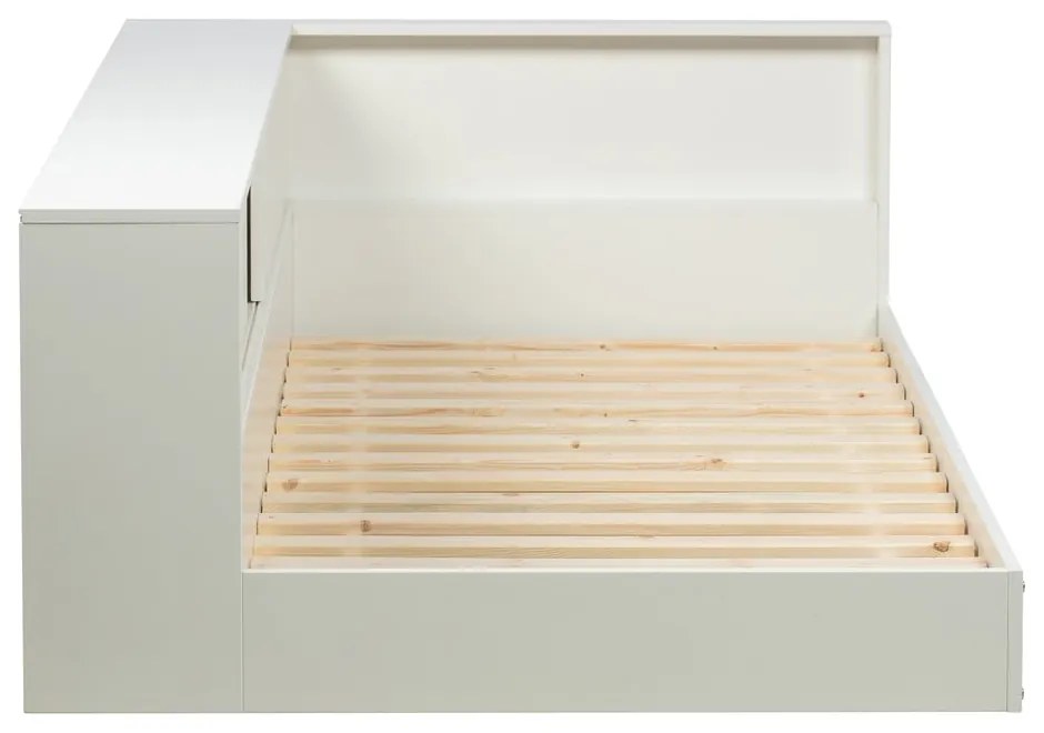 Biela jednolôžková posteľ z borovicového dreva WOOOD Connect, 90 x 200 cm