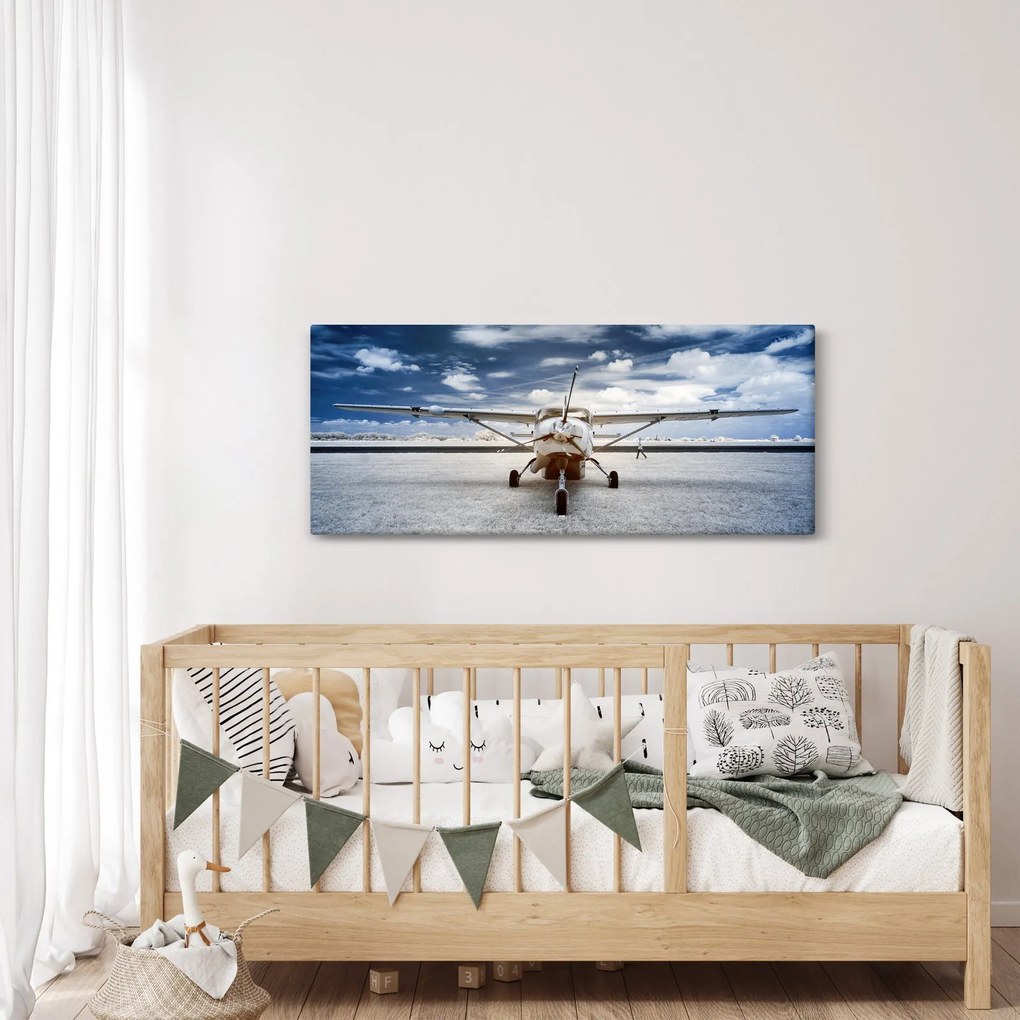 Obraz motorového lietadla (120x50 cm)