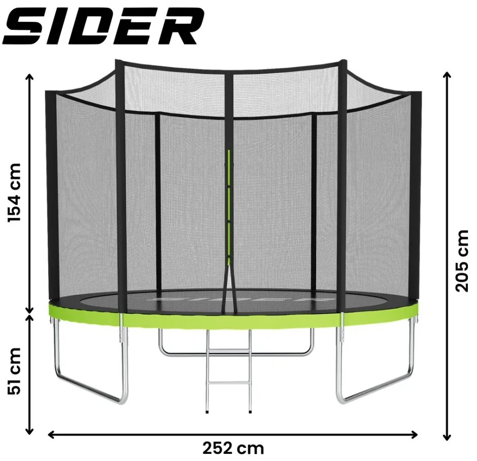 Záhradná trampolína pre deti ,ochranná sieť, stabilná konštrukcia 8FT Ø 252 cm