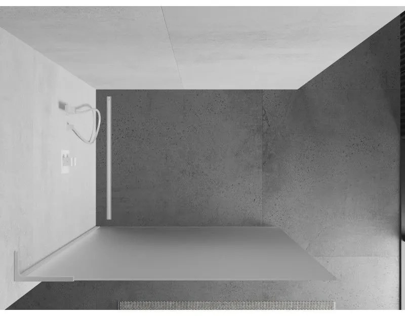 Mexen Kioto L, sprchová zástena Walk-In 80 x 200 cm, 8mm sklo námraza, biely profil, 800-080-103-20-30