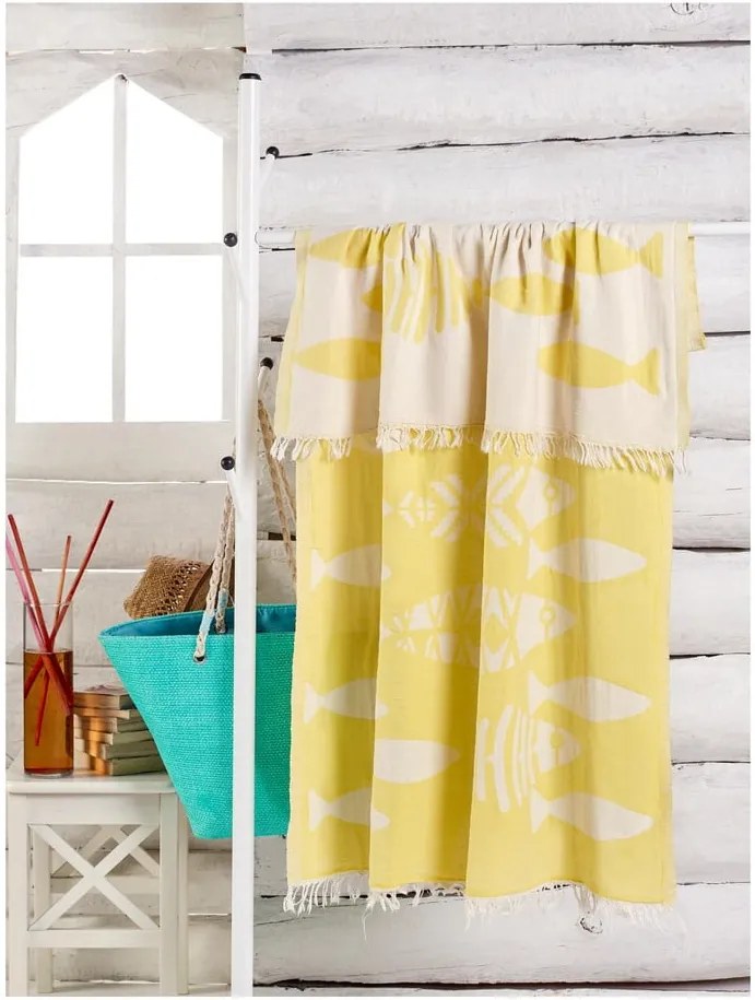 Žltý uterák Balik, 180 x 100 cm
