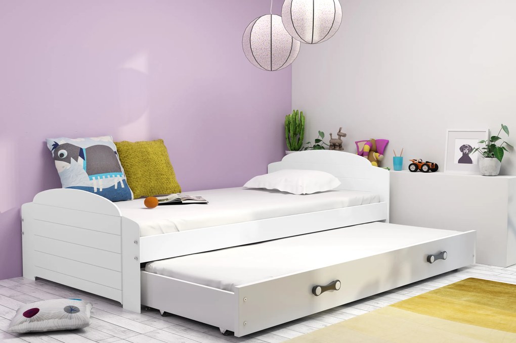Interbeds Jednolôžková posteľ Lili3 Biela pre teenagerov 200x90 s matracom, rozkladacia - biela