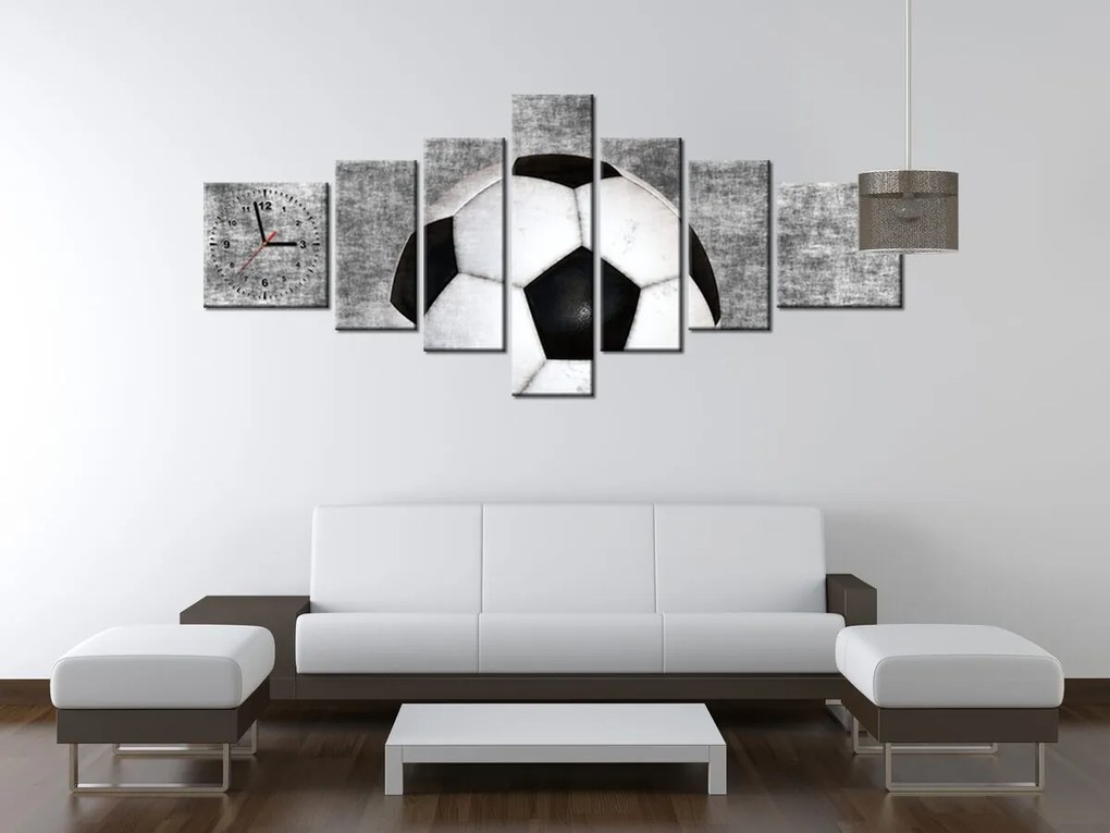 Gario Obraz s hodinami Futbalová lopta - 7 dielny Rozmery: 160 x 70 cm