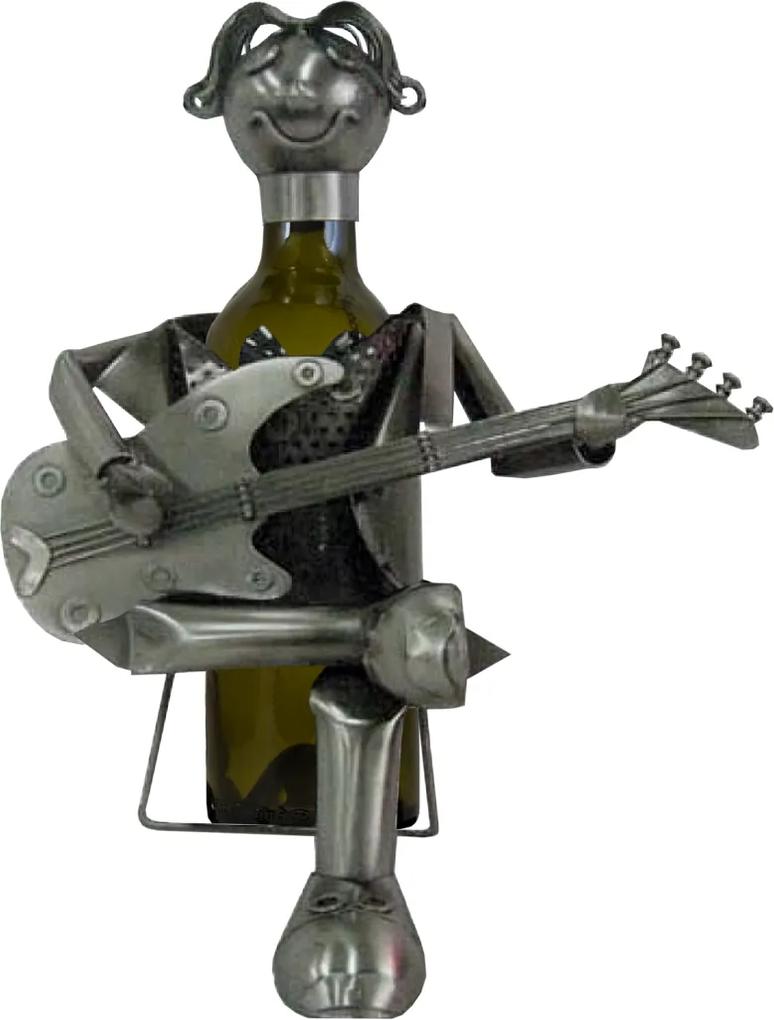 Kovový stojan na víno Gitarista sediaci