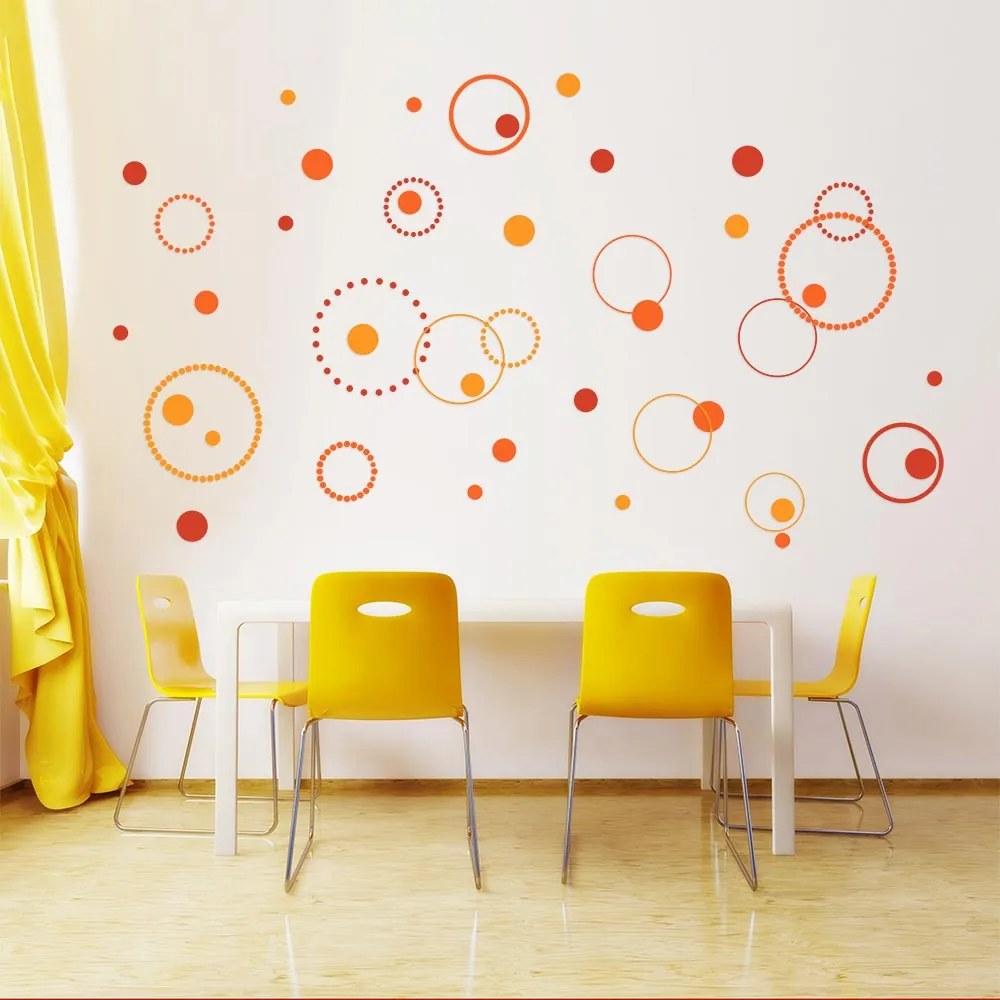 GLIX Kruhy - nálepka na zeď Oranžová 3 x 50 x 90cm