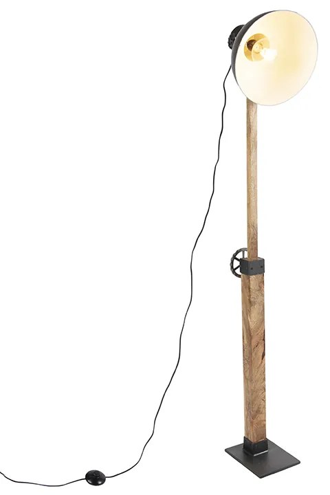 Priemyselná stojaca lampa tmavosivá s mangovým drevom - Mangoes