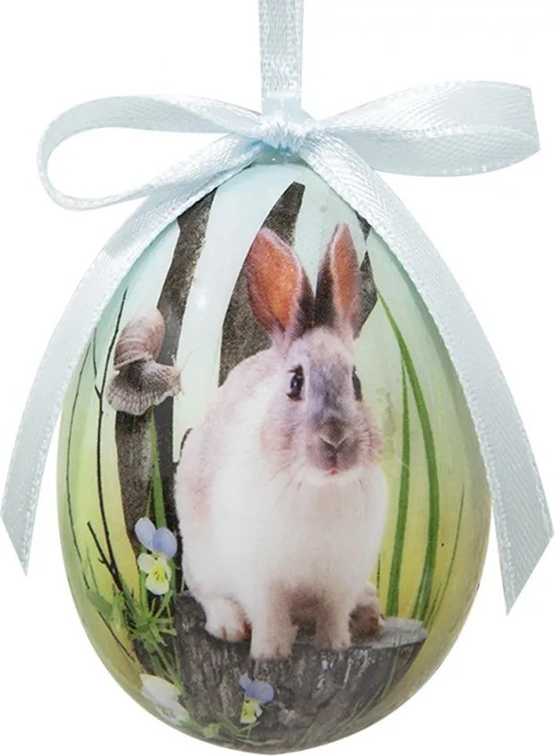 12ks dekorácia závesné vajíčko s zajačikmi Spring Egg - Ø 4*5 cm