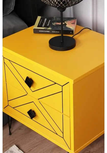 Nočný stolík LUNA 55x50 cm žltá