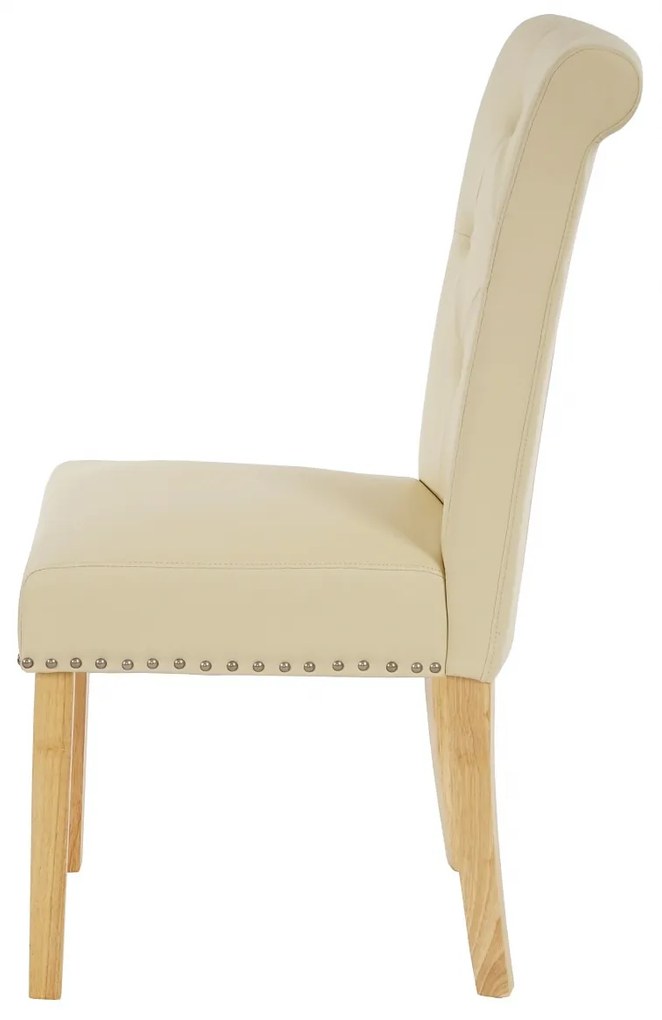 2x Jedálenská stolička Chesterfield 2 - koženka, svetlé nohy - Krémová