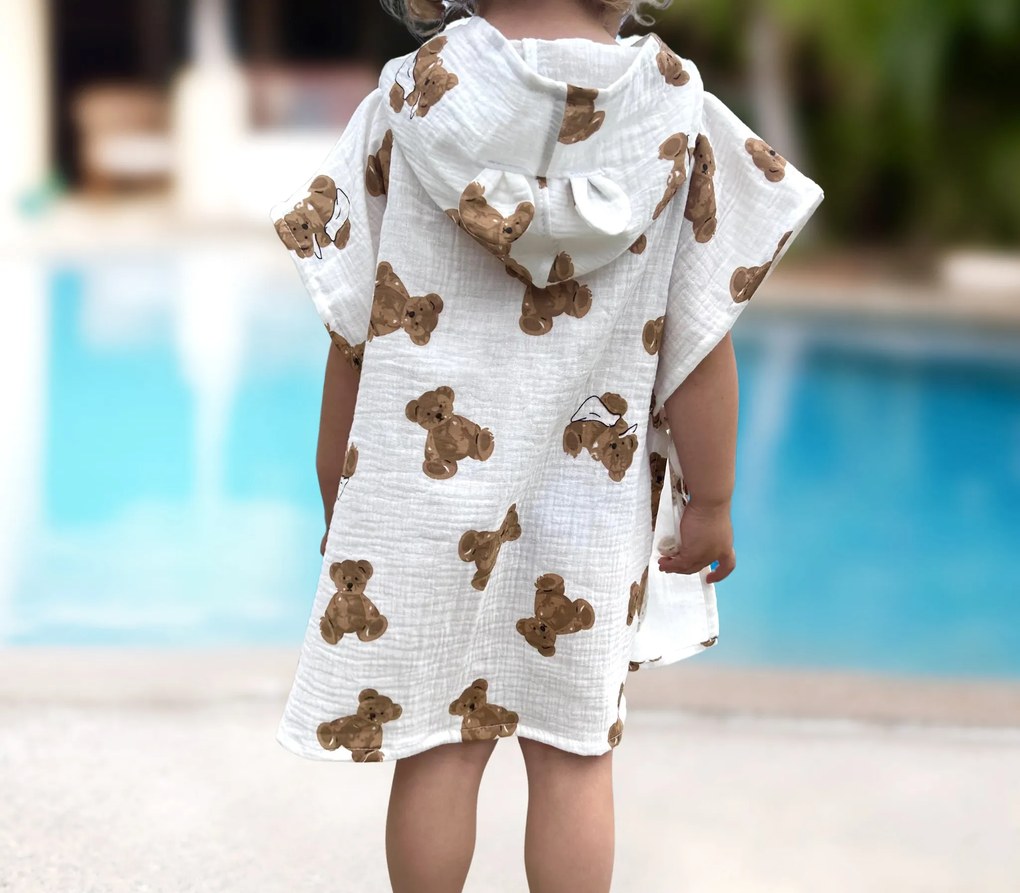 Detské pončo mušelínové - Medvedík Veľkosť: M: 3-7 Y