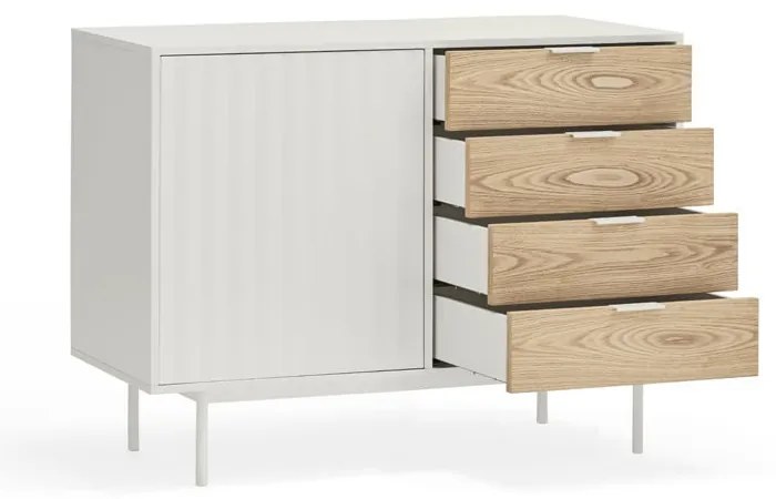 Nízka komoda v dekore duba v bielo-prírodnej farbe 108x80 cm Sierra – Teulat