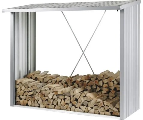 Prístrešok na drevo Biohort Woodstock 230 229x102x199 cm plechový strieborný metalický