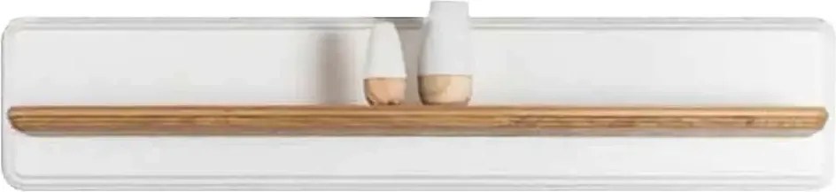 Biela polica na stenu z masívu, 180x25x33 cm