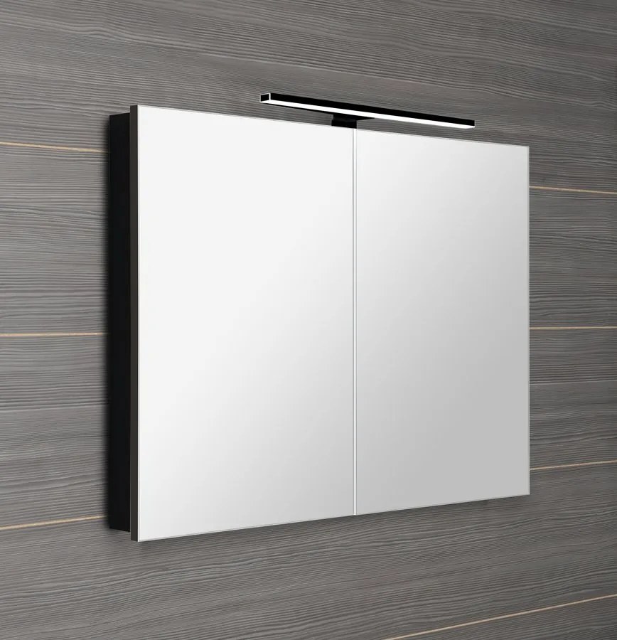 Sapho Sapho, GRETA galérka s LED osvetlením, 101x70x14cm, čierna mat, GR105-0035
