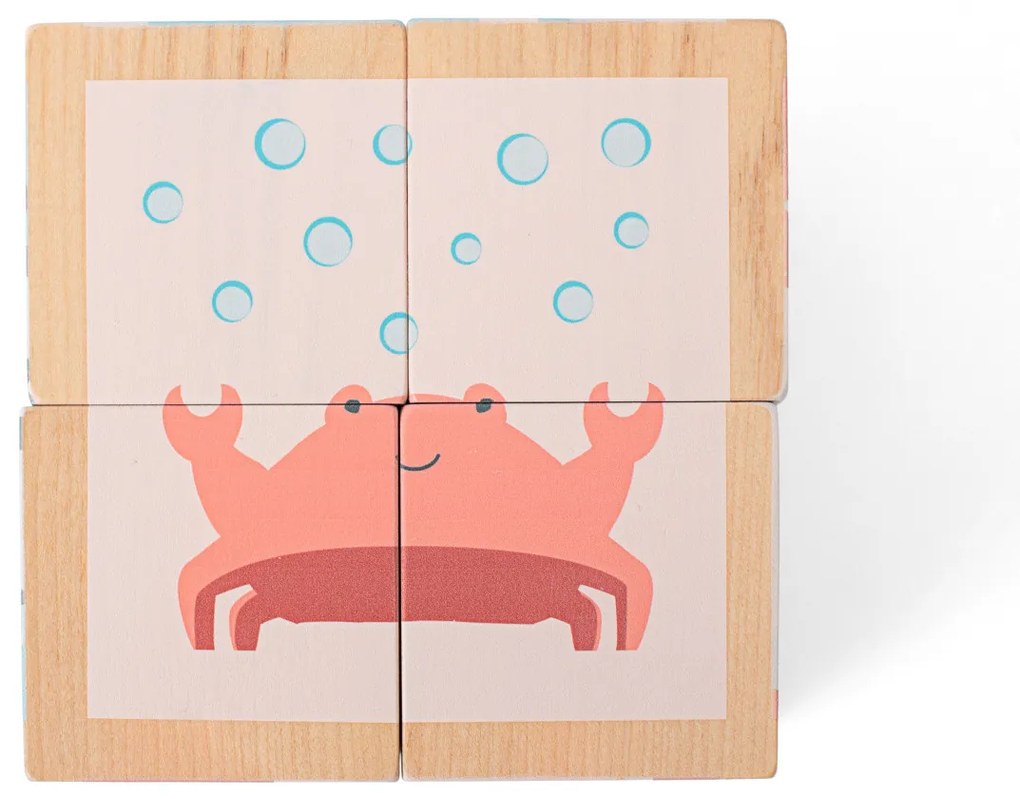 Drevené obrázkové kocky so zvieratkami - 4 ks