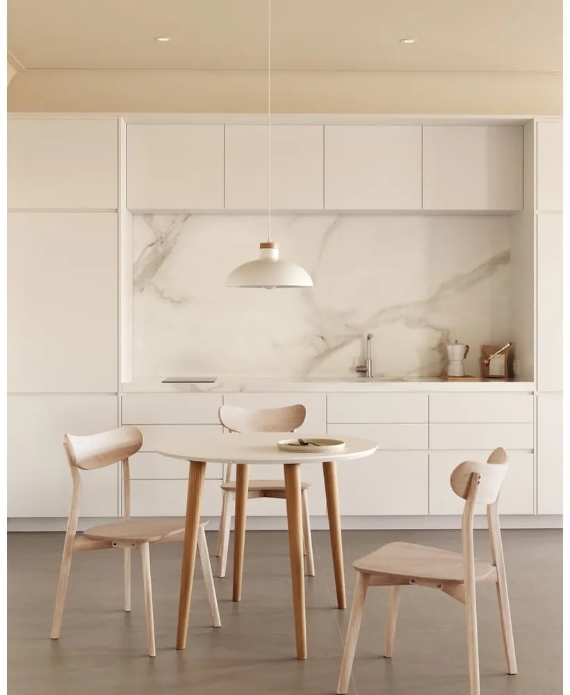 Biely okrúhly rozkladací jedálenský stôl s bielou doskou ø 90 cm Oqui – Kave Home