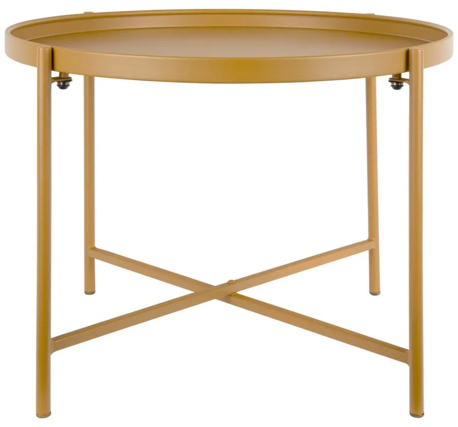 Okrovožltý kovový okrúhly konferenčný stolík ø 50 cm Meseta – Leitmotiv