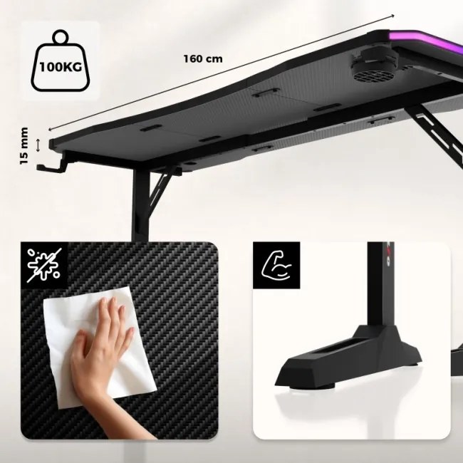 Herný stôl Hero 4.6 RGB Black