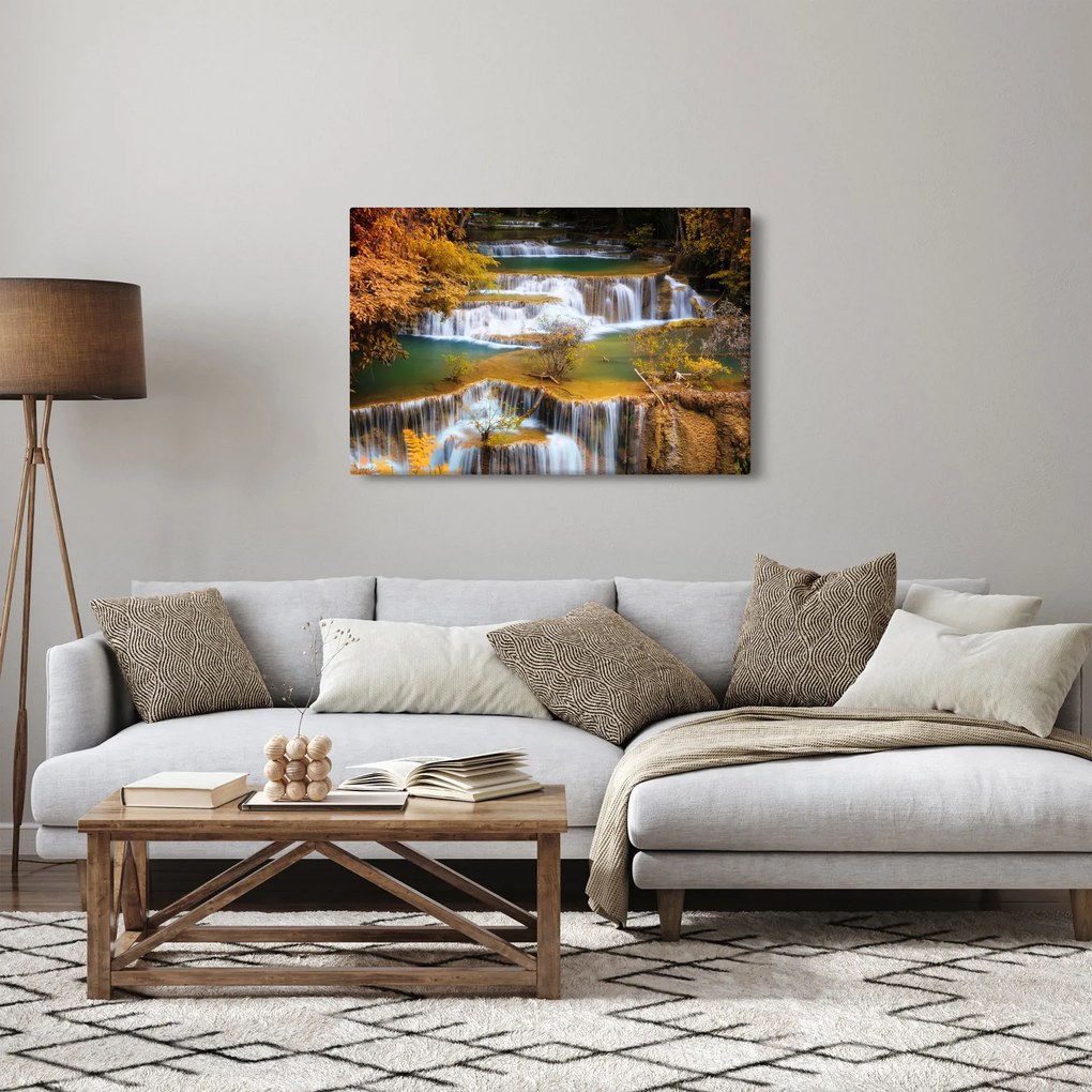 Obraz - Vodopády Huay Mae Khamin, Thajsko (90x60 cm)