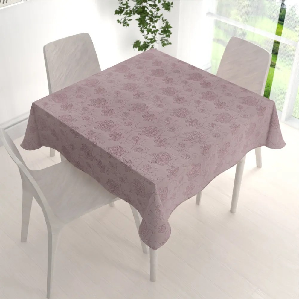 Biante Teflónový štvorcový obrus TF-077 Kvetované ornamenty na staroružovom 100x100 cm